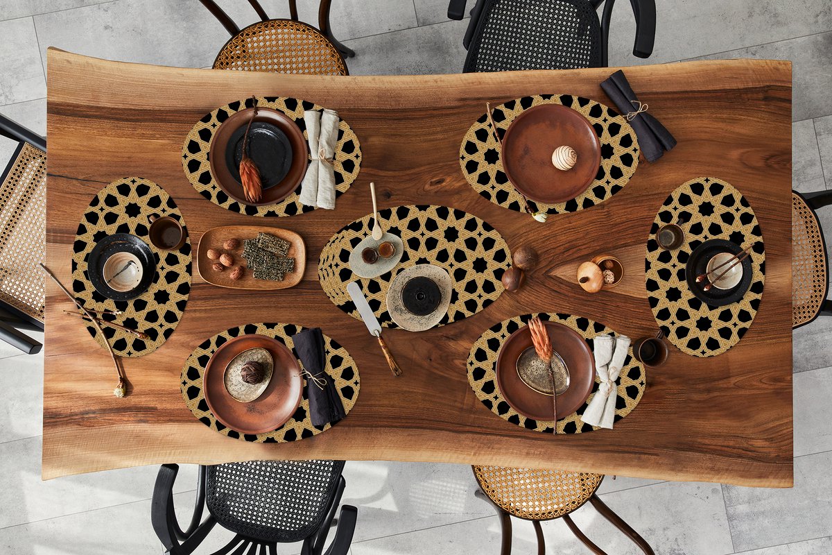 Placemats ovaal - Onderleggers - Ovale placemats - Geometrisch - Patroon - Arabisch - 10 stuks