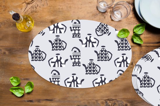 Napperons ovales - Sets de table - Sets de table ovales - Théière - Motifs - Thee - 6 pièces