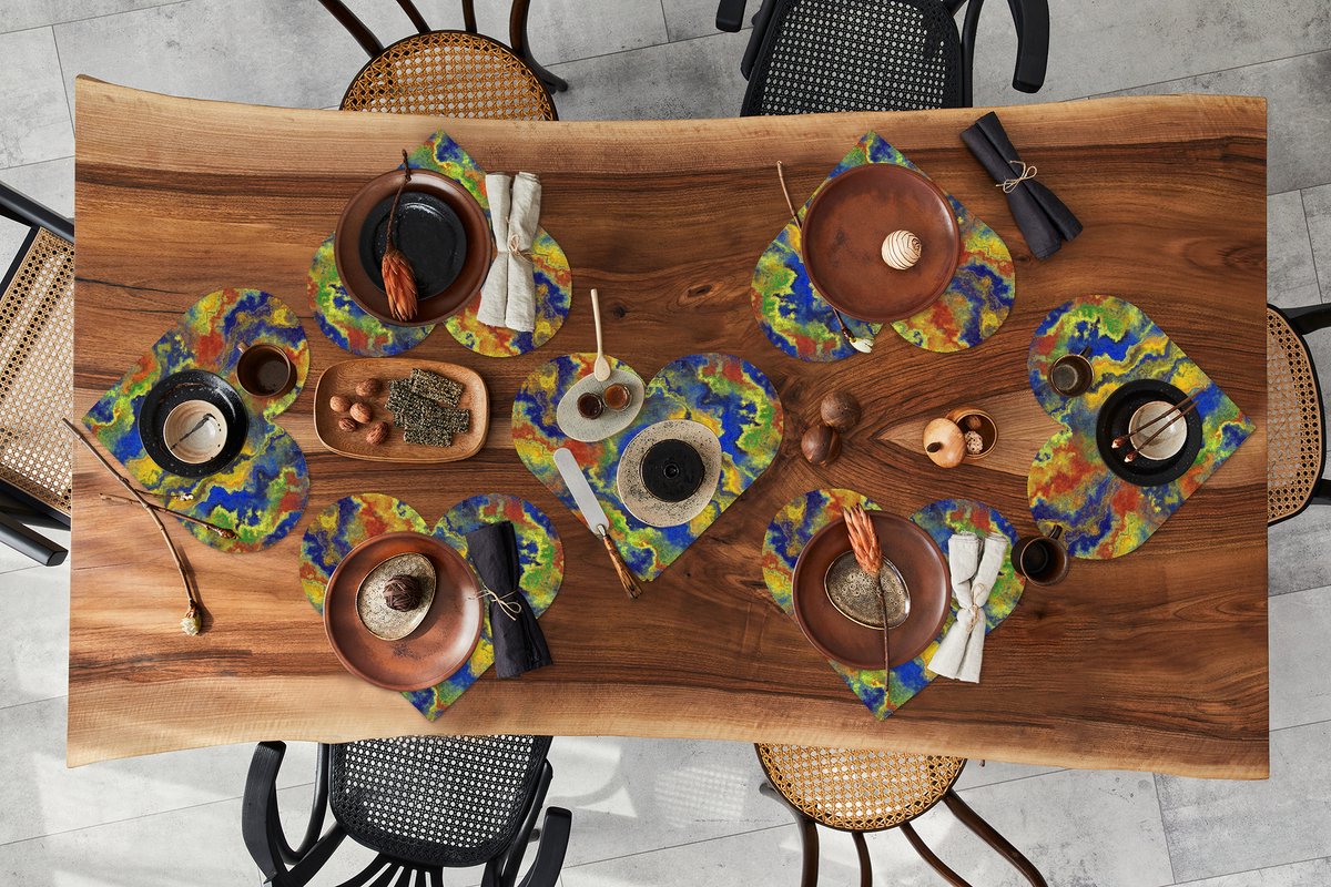 Onderleggers - Placemats - Placemats hartje - Abstract - Patronen - Verf - 8 stuks