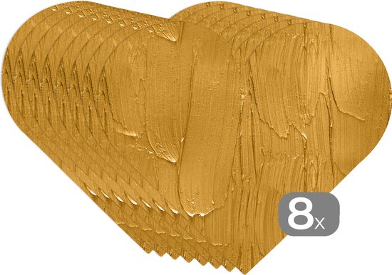 Sets de table - Napperons - Napperons coeur - Peinture - Motifs - Ocre - 8 pièces