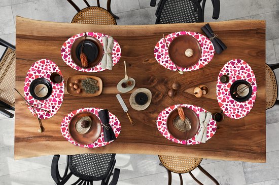 Napperons de table ovales - Dessous de verre - Sets de table ovales - Cadeau Saint Valentin pour lui - Amour - Coeur - 6 pièces