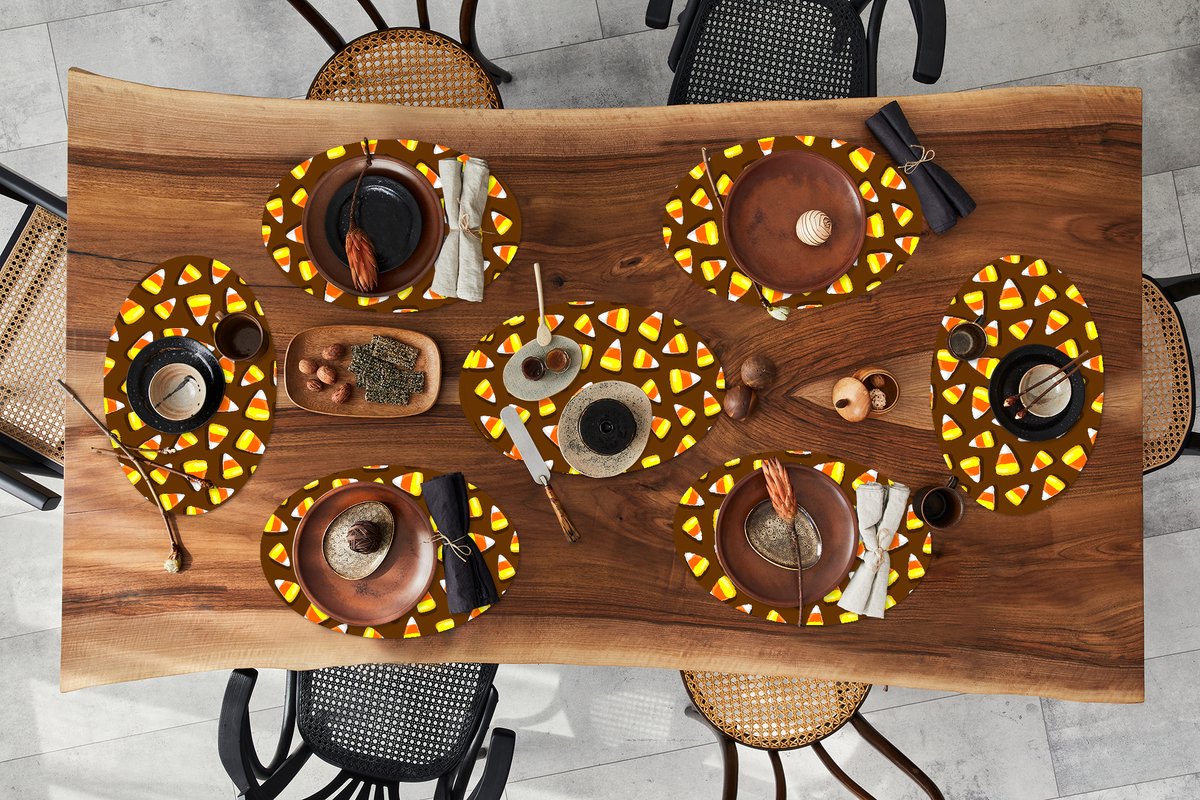 Placemats ovaal - Onderleggers - Ovale placemats - Eten - Patroon - Snoep - 8 stuks