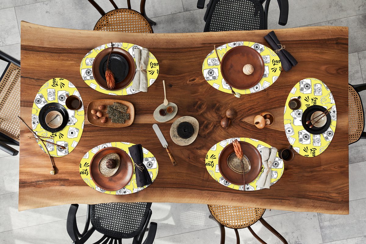 Placemats ovaal - Onderleggers - Ovale placemats - Camera - Zomer - Quotes - Patronen - 6 stuks