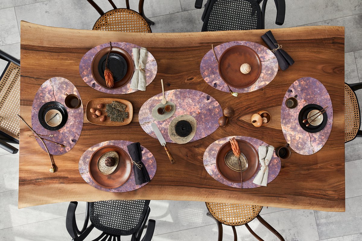 Placemats ovaal - Onderleggers - Ovale placemats - Roest print - Abstract - Staal - 10 stuks
