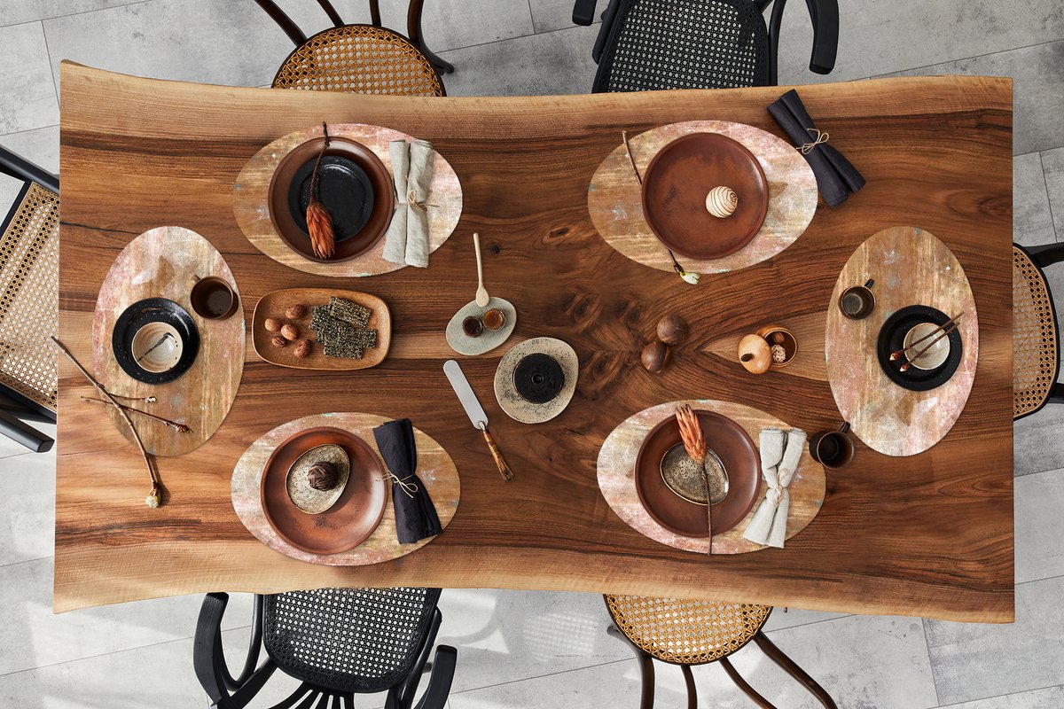 Placemats ovaal - Onderleggers - Ovale placemats - IJzer - Brons - Roest print - 6 stuks