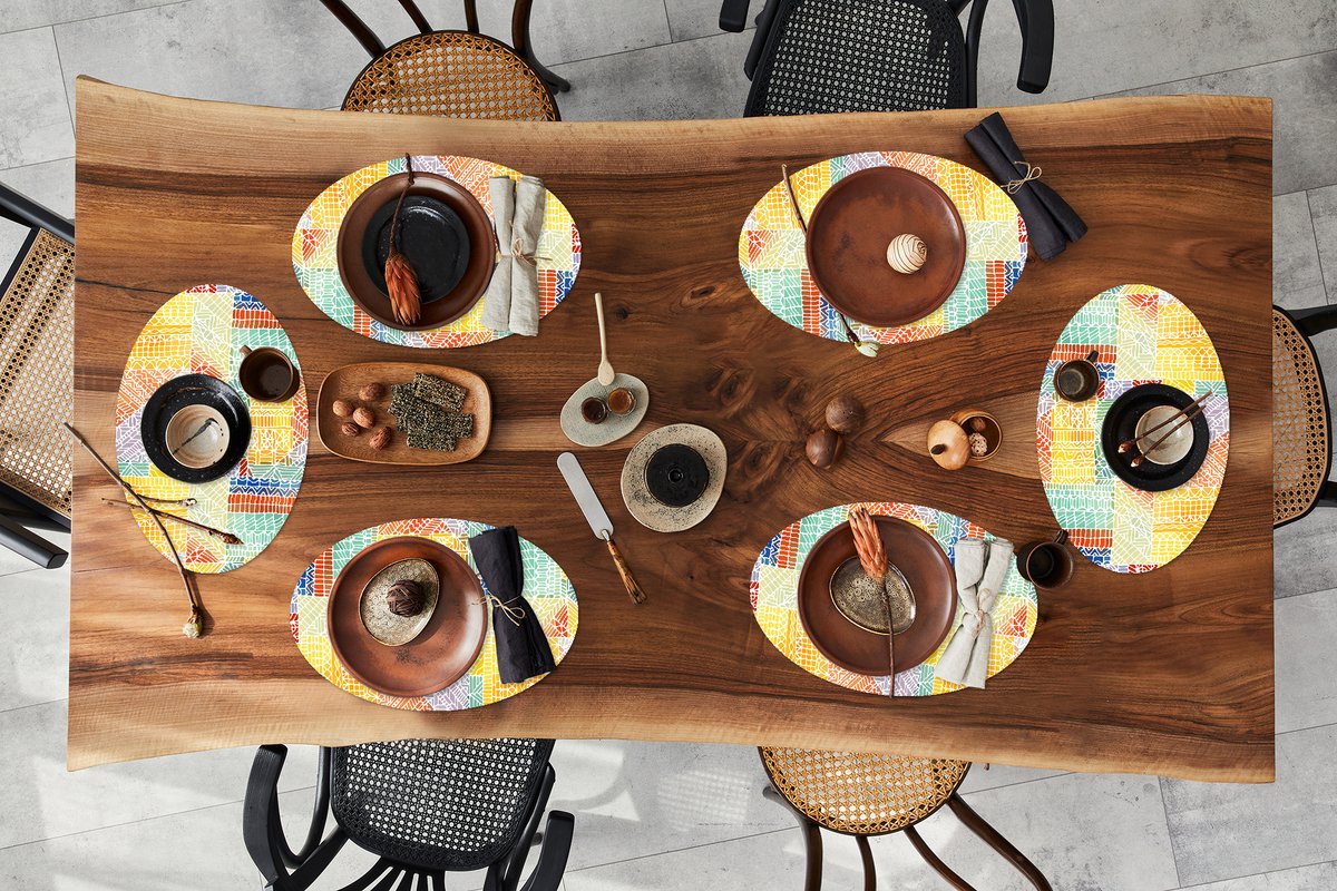 Placemats ovaal - Onderleggers - Ovale placemats - Patronen - Mozaïek - Abstract - 6 stuks