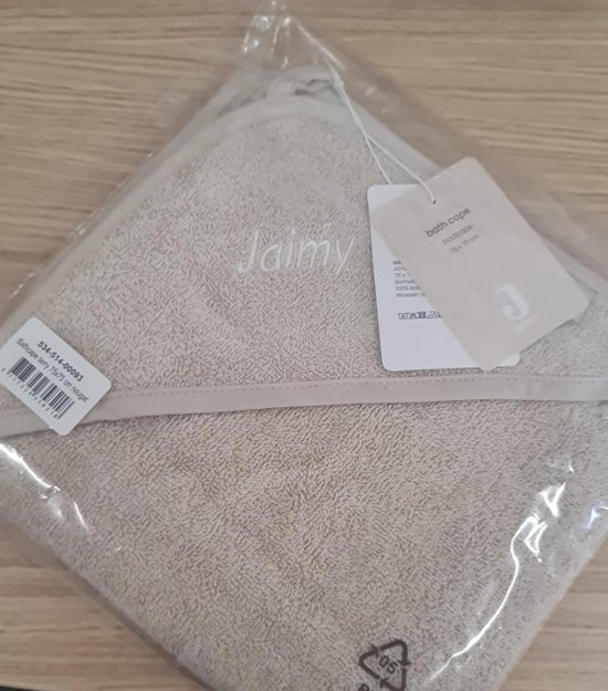 Jollein Badcape/omslagdoek Nougat met naam geborduurd - kraamcadeau met naam van Jollein — afbeelding 3