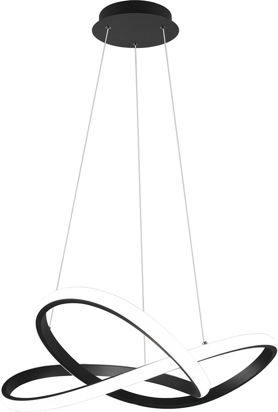 LED Hanglamp - Hangverlichting - Torna Corcy - 27.5W - Natuurlijk Wit 4000K - Dimbaar - Rond - Mat Zwart - Aluminium