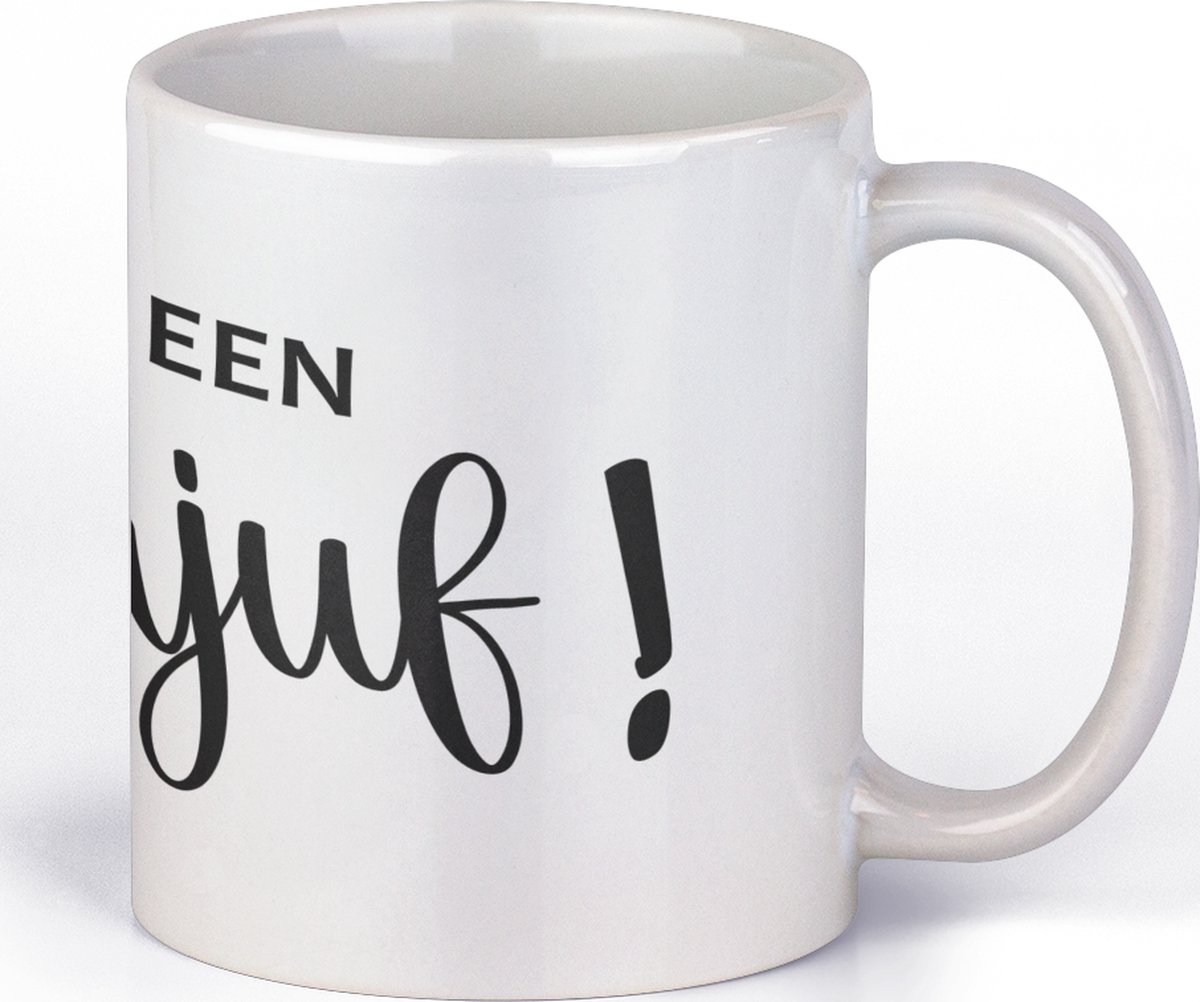 Mok cadeau - U bent een Superjuf! - zwarte letters - afscheidscadeau voor juffrouw - klas - schooljaar