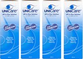 Unicare 4 x 360 ml - lentilles de contact souples avec solution pour lentilles - avec 4 étuis à lentilles - ensemble d'avantages