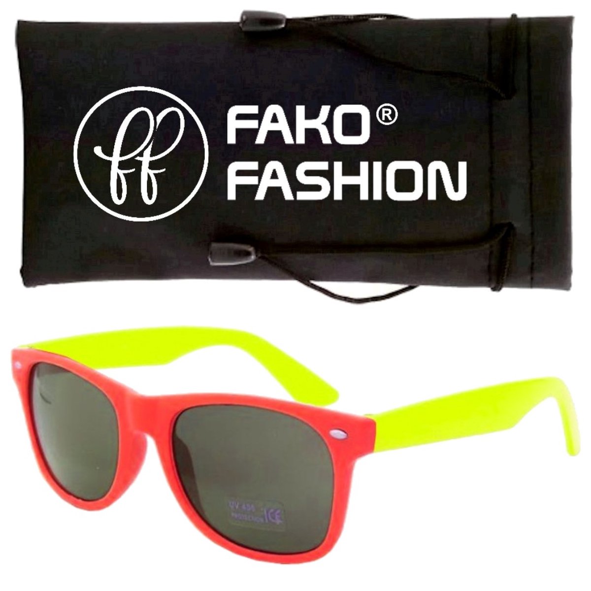 Fako Fashion® - Kinder Zonnebril - Duo - Rood/Geel