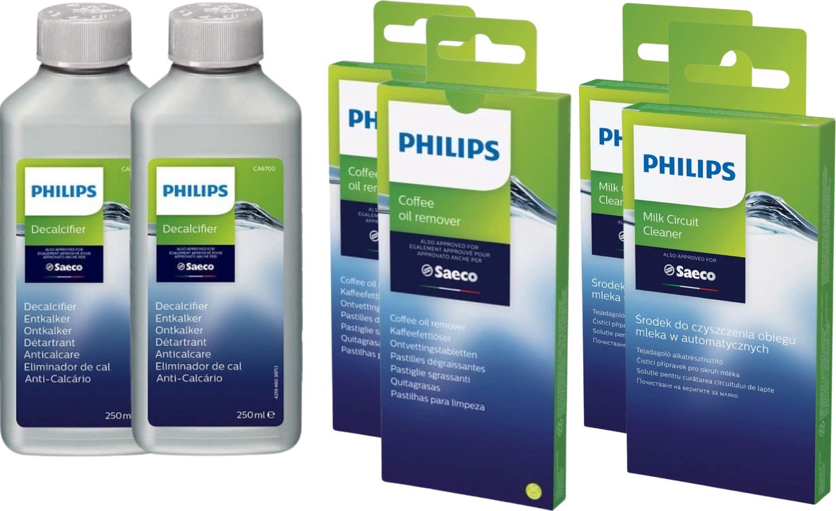 Philips - Saeco - Onderhoudspakket - 2x Decalcifier + 2x Coffee oil remover  + 2x Milk... | bol.com