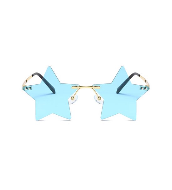 Freaky Glasses - Ster zonnebril - Festival rave bril - Heren - Dames - Blauwe lenzen