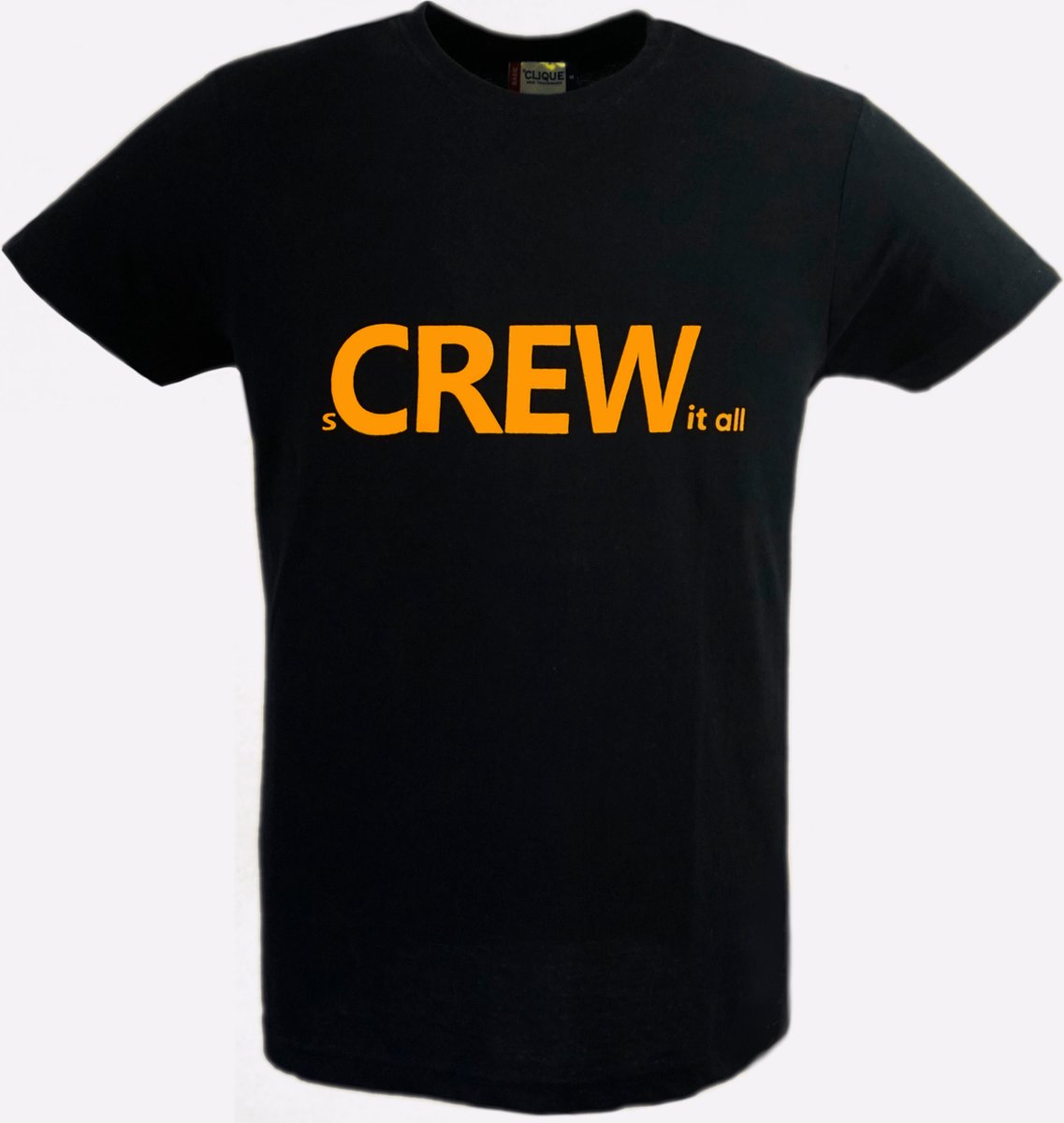 T-shirt heren zwart met print Crew maat M