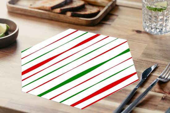 Napperons de table hexagon - Sets de table sets de table - Set de table hexagone - Motifs - Noël - Rayures - 6 pièces - Noël - Cadeau - Cadeau de Noël homme, femme et enfant