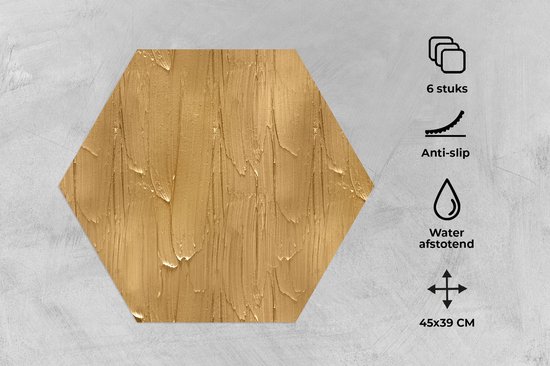 Dessous de plat hexagon - Sous-verres dessous de plat - Dessous de plat hexagone - Peinture - Ocre - Motifs - 6 pièces