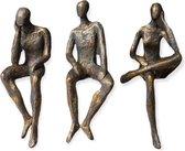 Gilde Handicraft Statue set/3 Feelings Feelings Polyrésine Couleur bronze