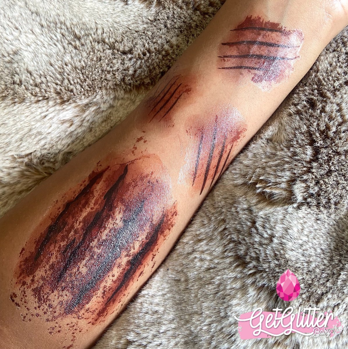 GetGlitterBaby® - Krabwond Tattoo Halloween Decoratie Versiering / Carnaval Schmink Make Up Plak Tattoos Bloed / Tijdelijke Fake Tattoo Snee Snijwond Tattoe / Nep Tatoeage - Wond Wonden Krabwonden — afbeelding 5