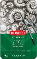 Crayon graphite Derwent Academy, boîte de 12 pièces : 6B-5B-4B-3B- 2B-B-HB-H-2H-3H-4H-5H 6 pièces