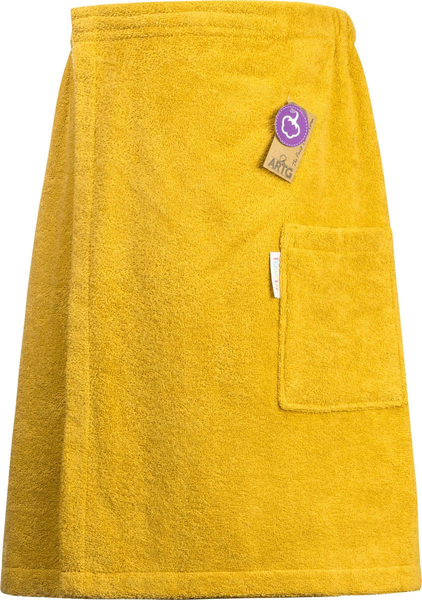 ARTG® Towelzz - Sauna Kilt - Heren - met klittenband - Donkergeel - Mustard - (tot 150 cm heupomvang)