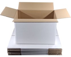 Kartonnen Doos Wit Extra Sterk - 20 stuks - 480 × 320 × 320 mm - Dubbelwandig - Verzenddoos - 50L inhoud - Ideaal voor versturen/opbergen/verhuizen