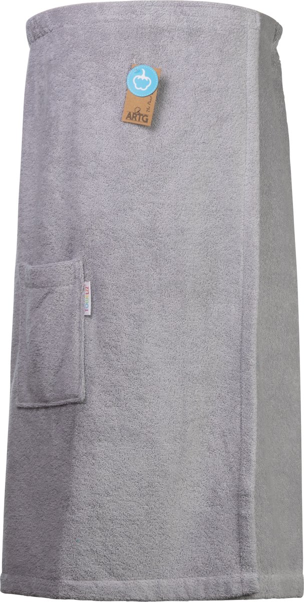 ARTG® Towelzz - Sauna Kilt - Dames - met Klittenband - Lichtgrijs - Light Grey - ( Borstomvang tot 150 cm )