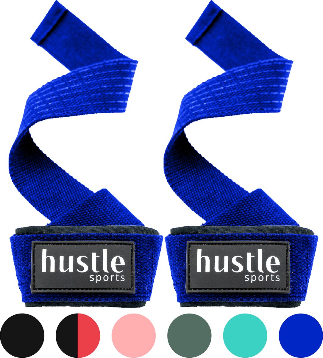 hustle - Blauwe Lifting Straps - met Padding en Anti-slip - Padded - Lifting Grips/Hooks - Deadlift Straps - Voor Fitness