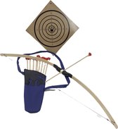 PIJL EN BOOG uitrusting met schietschijf en een rug koker voor pijlen met 10 pijlen 100 cm blank