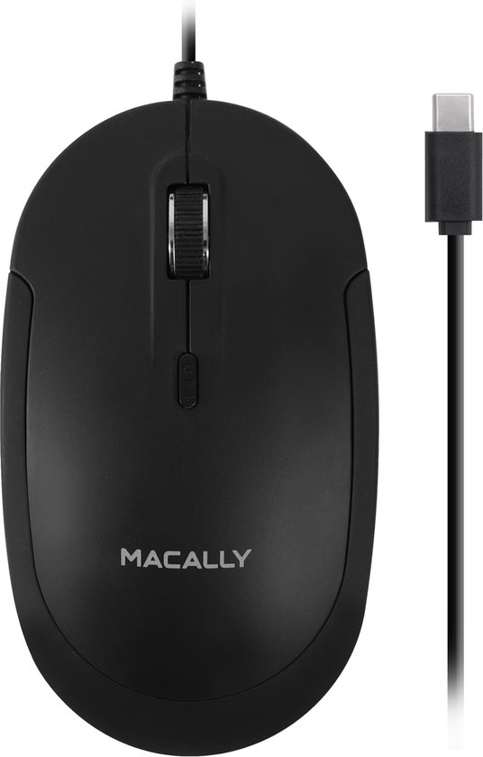 Macally UCDYNAMOUSE-B Optische bedrade USB-C-muis met stille klik - Zwart