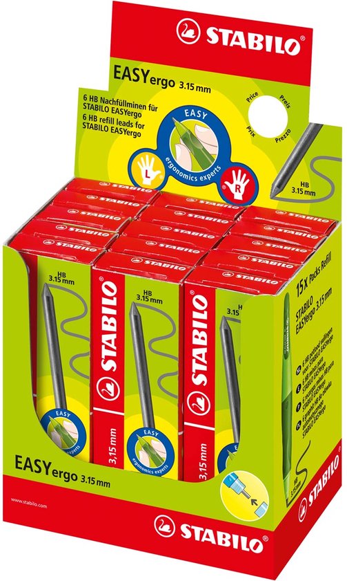Portamine Stabilo EASYergo 3.15 | Ergonomico Per Destrimani E Mancini | Mina HB 3.15mm | Con Temperamatite | Per Bambini Dai 5 Anni