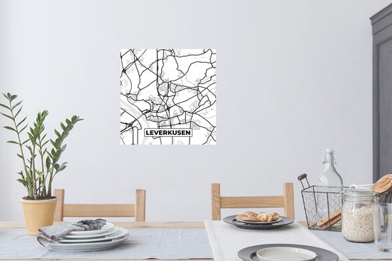 Stickers muraux - Leverkusen - Plan de la ville - Carte - Plan d'étage - 50x50 cm - Film adhésif