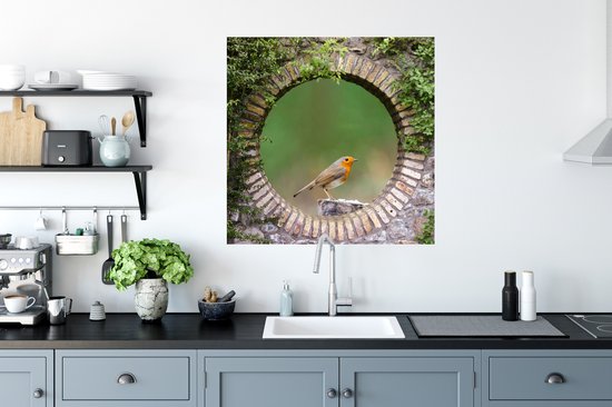 Stickers muraux - Film autocollant - Vogel - Transparent - Rouge-gorge - 80x80 cm - Film adhésif - Stickers muraux Chambre d'enfant - Papier peint autocollant - Papier peint autocollant - Film autocollant