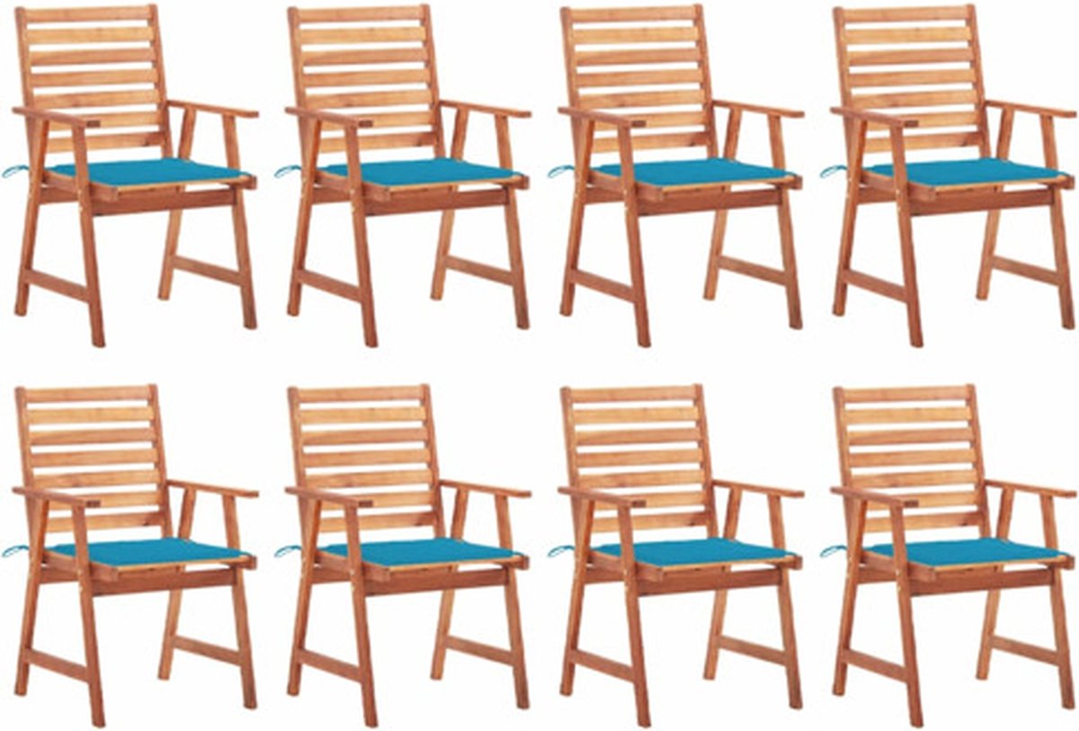 vidaXL - Tuinstoelen - 8 - st - met - kussens - massief - acaciahout