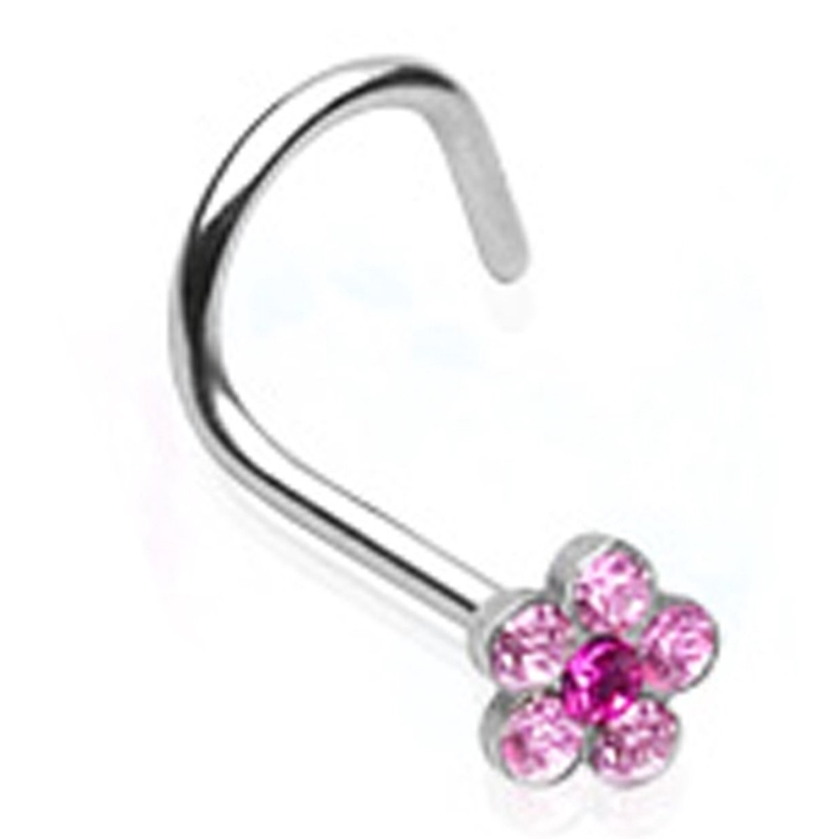 Neuspiercing bocht bloem roze bol