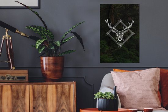 Stickers muraux - Cerf - Bois - Animal - Forêt - 40x60 cm - Film adhésif