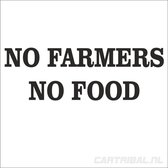 no farmers no food sticker voor raam, auto, tractor of trekker - 30x10cm - wit
