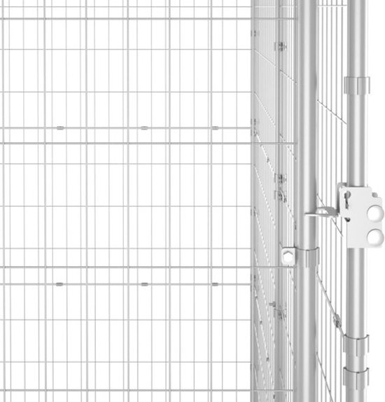 vidaXL Chenil 16,94 m² Acier - Argent - Chenil pour chien - Niche extérieure - Niche pour chien - Chenil en métal