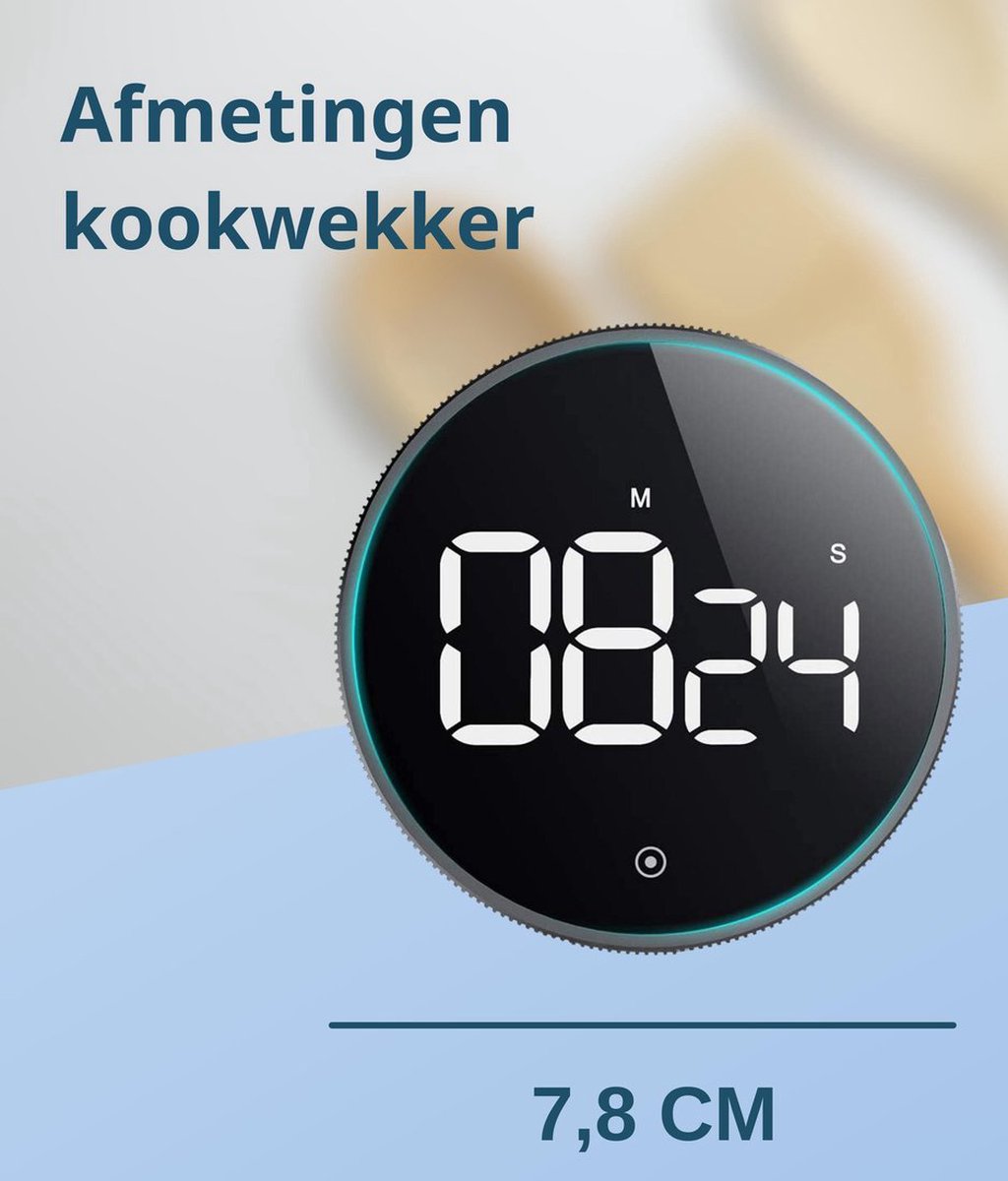 95Goods Kookwekker - Digitaal – Timer – Magnetisch – Twist bediening – LED Display – Zwart