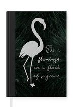Notitieboek - Schrijfboek - Quote - Gras - Flamingo - Notitieboekje klein - A5 formaat - Schrijfblok