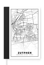 Notitieboek - Schrijfboek - Kaart - Zutphen - Zwart - Wit - Notitieboekje klein - A5 formaat - Schrijfblok