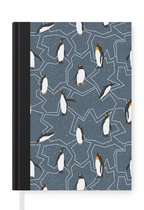 Notitieboek - Schrijfboek - Patroon - Winter - Pinguïn - Notitieboekje klein - A5 formaat - Schrijfblok