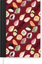 Notitieboek - Schrijfboek - Patroon - Sushi - Japan - Quotes - Notitieboekje klein - A5 formaat - Schrijfblok