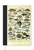 Notitieboek - Schrijfboek - Adolphe Millot - Kunst - Vintage - Vissen - Dieren - Notitieboekje klein - A5 formaat - Schrijfblok