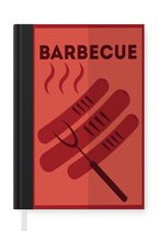 Notitieboek - Schrijfboek - Barbecue illustratie met worsten - Notitieboekje klein - A5 formaat - Schrijfblok