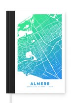 Notitieboek - Schrijfboek - Stadskaart - Almere - Nederland - Blauw - Notitieboekje klein - A5 formaat - Schrijfblok - Plattegrond
