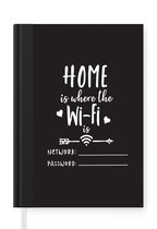 Notitieboek - Schrijfboek - Quotes - Home is where the Wi-Fi is - Spreuken - Huis - Notitieboekje klein - A5 formaat - Schrijfblok