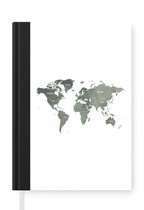 Notitieboek - Schrijfboek - Wereldkaart - Grijs - Land - Notitieboekje klein - A5 formaat - Schrijfblok