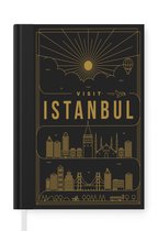 Notitieboek - Schrijfboek - Stadsaanzicht Istanbul - zwart - Notitieboekje klein - A5 formaat - Schrijfblok