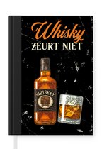 Notitieboek - Schrijfboek - Whisky - Fles - Glas - Notitieboekje klein - A5 formaat - Schrijfblok - Cadeau voor man