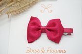 Haarstrikken Satijn Metallic Mini - Fuchsia roze - Haarclip - Glitter - Baby shower - Bows and Flowers